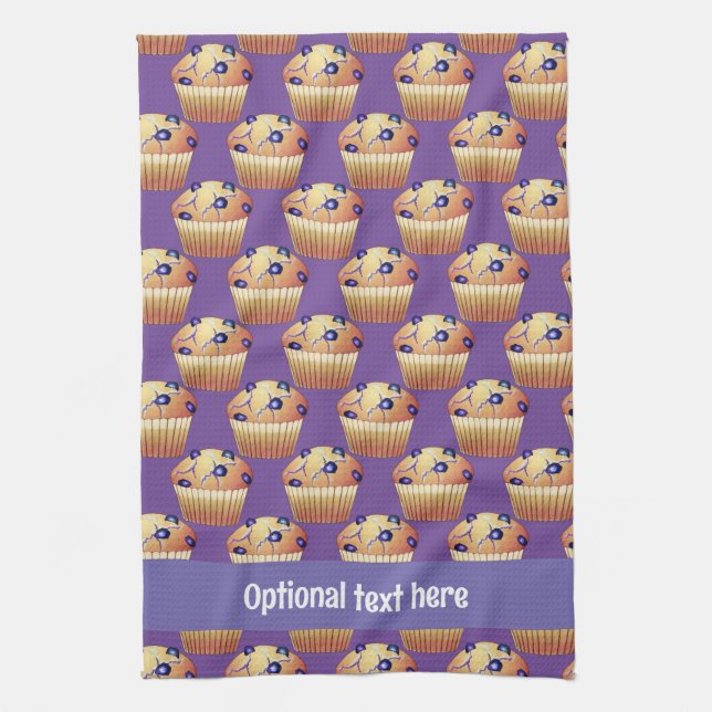 Paño De Cocina Lote de muffins de arándano azul con texto propio (Vertical)