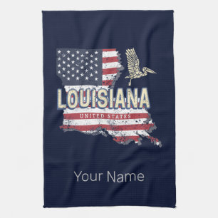 Paño De Cocina Louisiana Estados Unidos Retro Map Vintage Estados