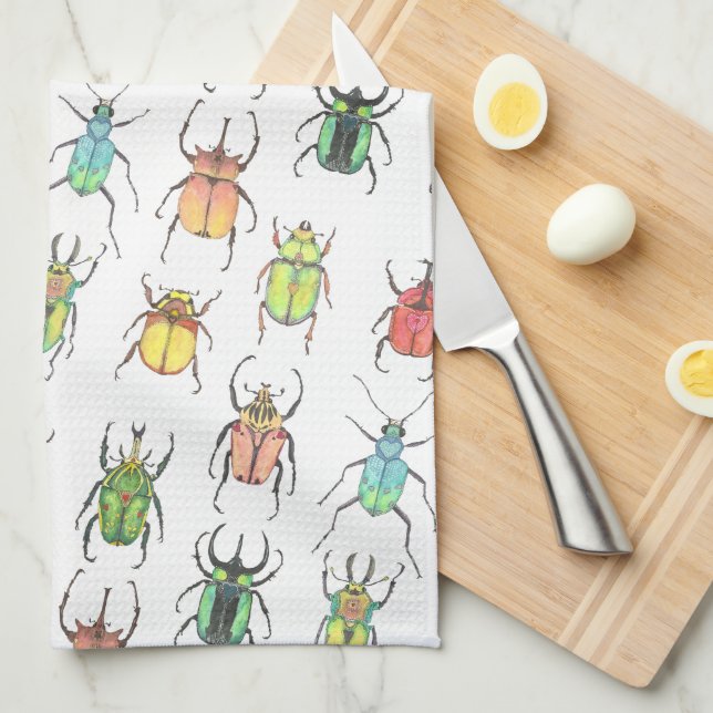 Paño De Cocina Love Bugs Día de San Valentín (Doblado Cuarto)
