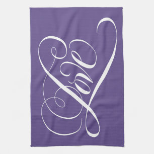 Paño De Cocina LOVE Calligraphy Valentine Purple Lettering