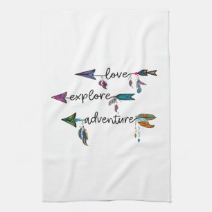 Paño De Cocina Love Explore Adventure Arrow Tribal Boho Design