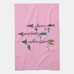 Paño De Cocina Love Explore Adventure Arrow Tribal Boho Design