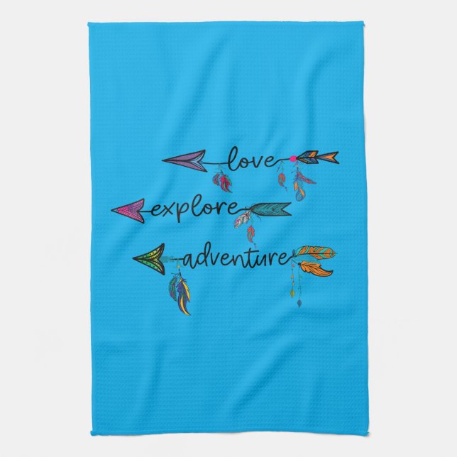Paño De Cocina Love Explore Adventure Arrow Tribal Boho Design (Vertical)