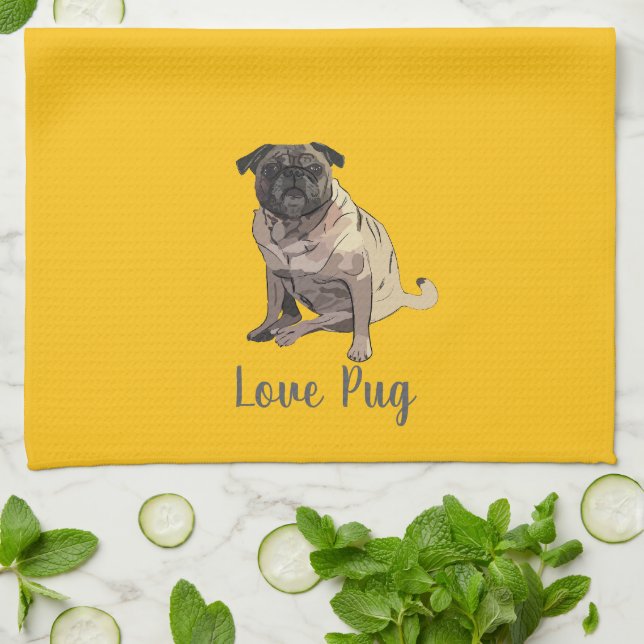 Paño De Cocina Love Pug (Doblado)