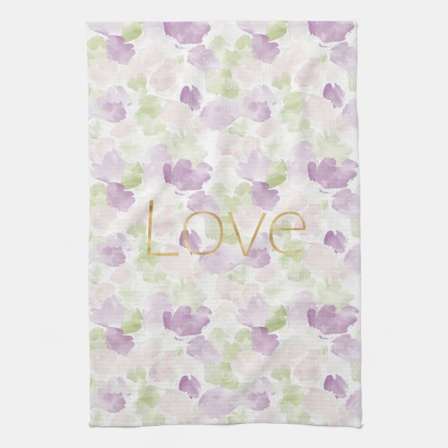 Paño De Cocina Love Purple Lavender Rose Petals Floral (Vertical)