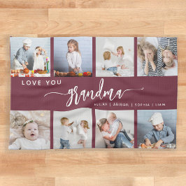 Paño De Cocina Love You Grandma 8 Photo Collage Burgundy