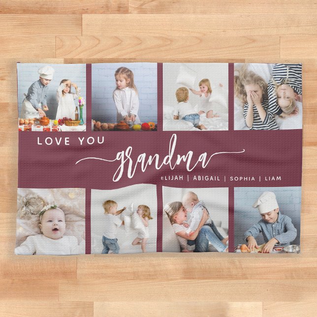 Paño De Cocina Love You Grandma 8 Photo Collage Burgundy (Subido por el creador)