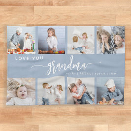 Paño De Cocina Love You Grandma 8 Photo Collage Dusty Blue