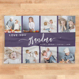 Paño De Cocina Love You Grandma 8 Photo Collage Purple