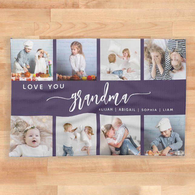 Paño De Cocina Love You Grandma 8 Photo Collage Purple (Subido por el creador)