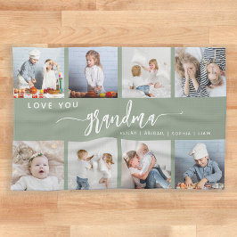 Paño De Cocina Love You Grandma 8 Photo Collage Sage Green