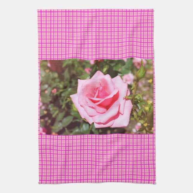 Paño De Cocina lovely rosa rosa con dulces corazones (Vertical)