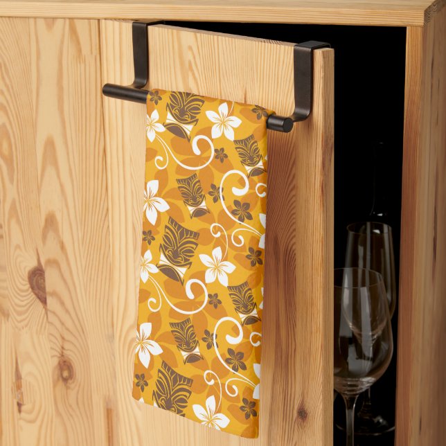 PAÑO DE COCINA LUAU TIKI PATTERN (NARANJA) (Pliegue de tercios)