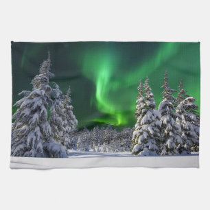 Paño De Cocina Luces boreales durante el invierno