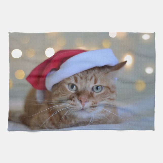 Paño De Cocina Luces de gato y Navidad (Horizontal)