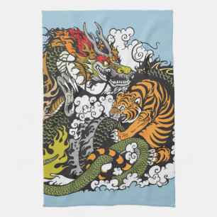 Paño De Cocina lucha de dragones y tigres