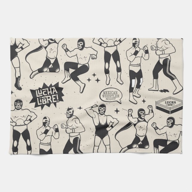 Paño De Cocina Lucha libre: patrón de lucha mexicana (Horizontal)