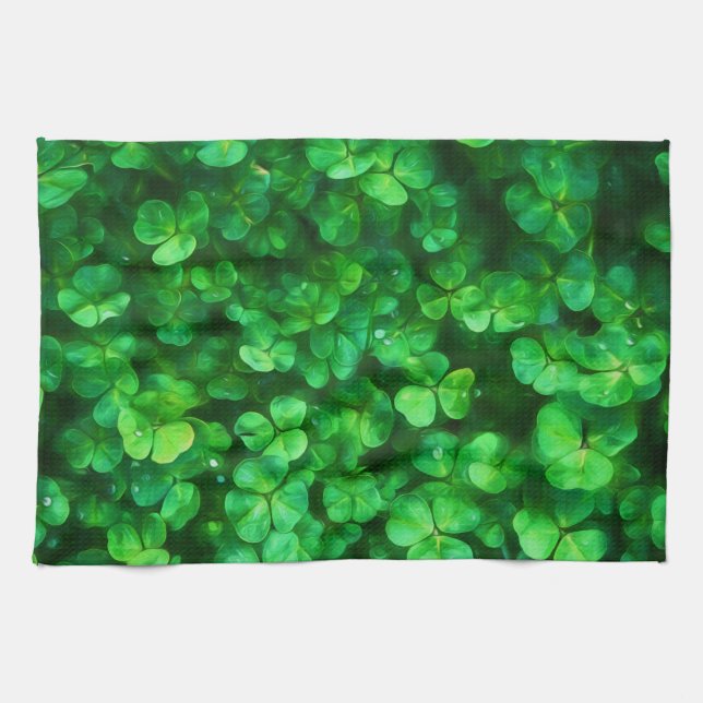 Paño De Cocina Lucky Celtic Irish Green Shamrock (Horizontal)