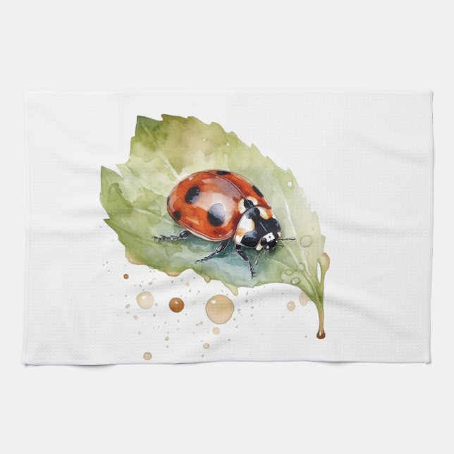 Paño De Cocina Lucky Ladybug en Leaf (Horizontal)