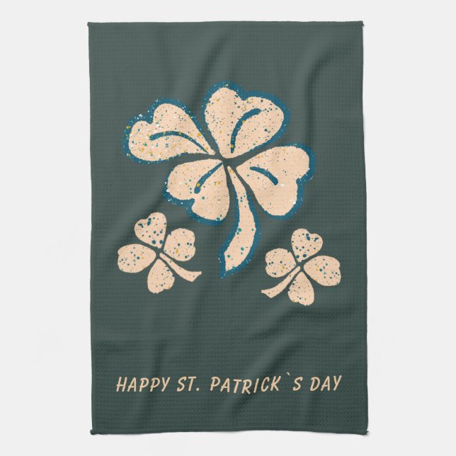 Paño De Cocina Lucky Shamrock Clover Happy St. Patrick's Day (Vertical)
