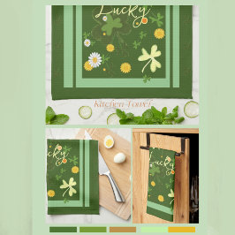 Paño De Cocina Lucky Shamrock con daises