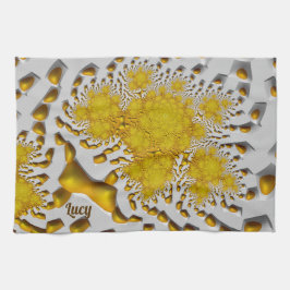 Paño De Cocina LUCY ~ 3D Golden Lava ~ Fractal ~ ORIGINAL ~