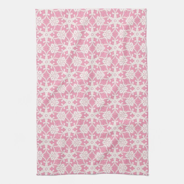 Paño De Cocina Lugar antiguo - blanco y rosa rosa (Vertical)