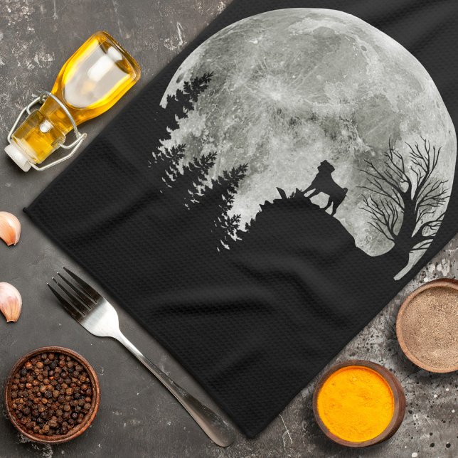 Paño De Cocina Lugar de Pug en la Luna de Halloween (Subido por el creador)