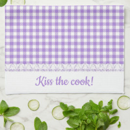 Paño De Cocina Lugar y nombre de Gingham en morado