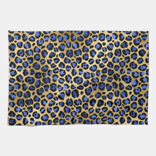 Paño De Cocina Lugares elegantes de leopardo azul y Relieve metal
