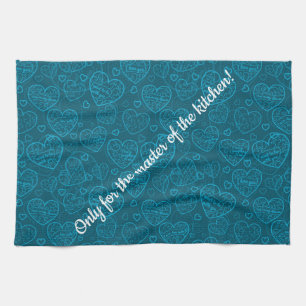 Paño De Cocina Lujo Moderno Elegante Amor Corazón Azul