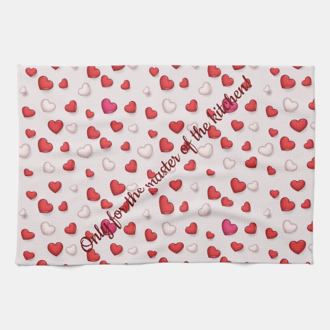 Paño De Cocina Lujo Moderno Elegante Amor Corazón Rojo (Horizontal)