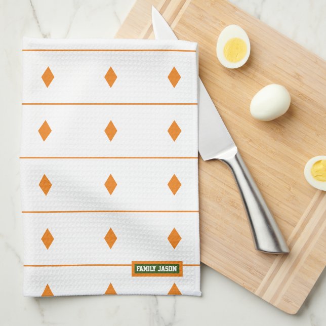 Paño De Cocina Lujoso blanco y naranja elegante para ella (Doblado Cuarto)