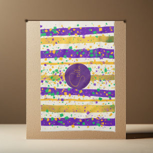 Paño De Cocina Lujoso Mardi Gras Vibrante Franja Purpura Dorada V