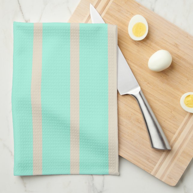 Paño De Cocina Luminosas líneas de rayas azules y grises pastel (Doblado Cuarto)