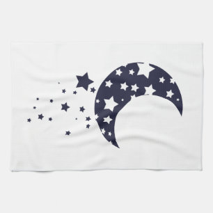 Paño De Cocina Luna azul marino y cielo mágico de la silueta de