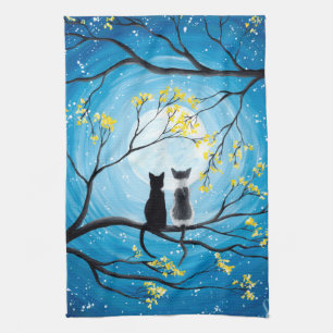 Paño De Cocina Luna caprichosa con los gatos