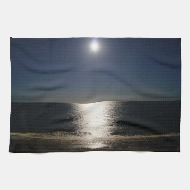 Paño De Cocina Luna llena sobre el Atlántico (Horizontal)