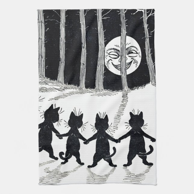 Paño De Cocina Luna Llena y gatos, Louis Wain (Vertical)