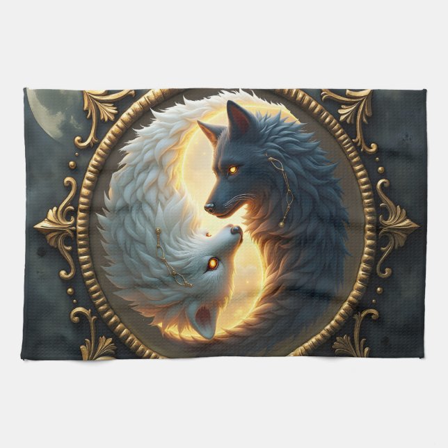 Paño De Cocina Lunar Balance – Where Shadows Embrace the Light.  (Horizontal)