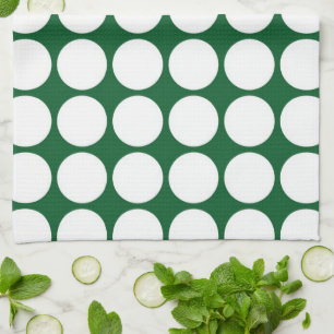 Paño De Cocina Lunares blancos sobre verde