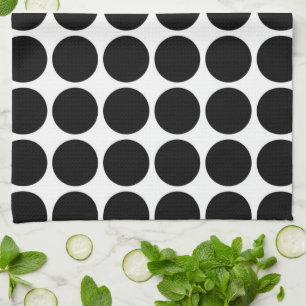 Paño De Cocina Lunares Negros en Blanco