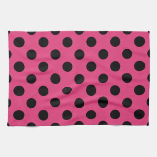 Paño De Cocina Lunares negros sobre fucsia