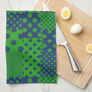 Paño De Cocina Lunares verdes azules de patchwork