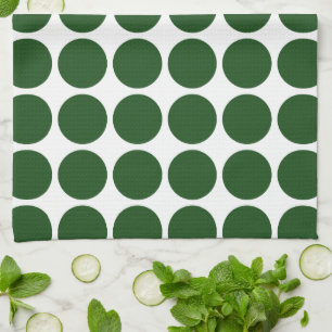 Paño De Cocina Lunares Verdes sobre Blanco