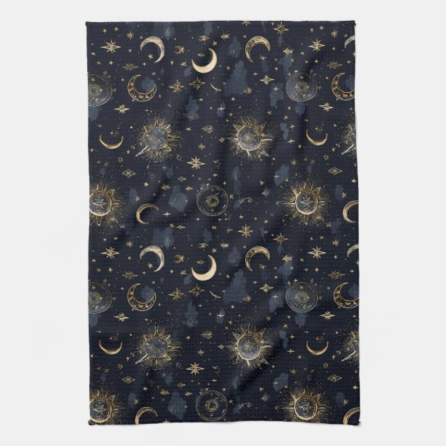 Paño De Cocina Lunas y Estrellas Celestiales (Vertical)