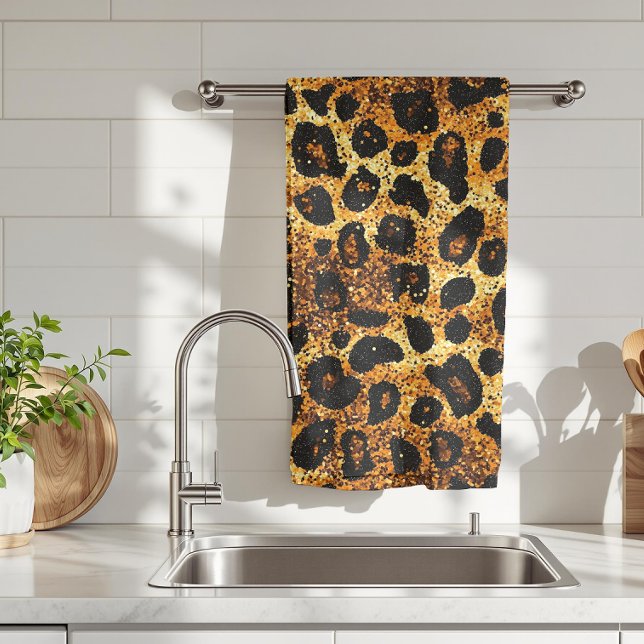 Paño De Cocina Luxury Glitter Gold Brown Rust Leopard Pattern (Subido por el creador)
