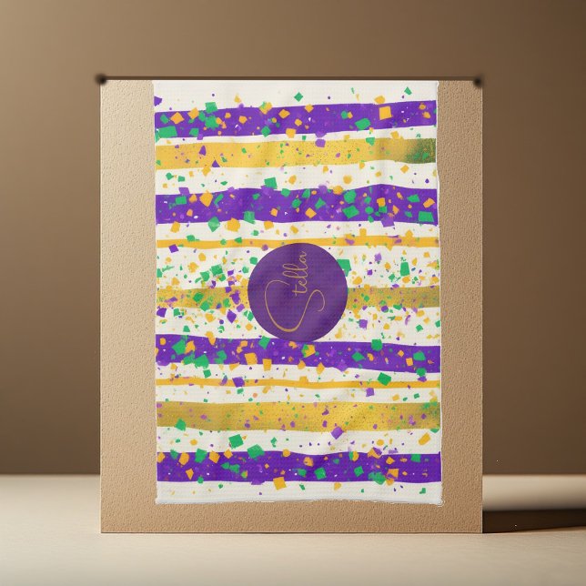 Paño De Cocina Luxury Mardi Gras Vibrant Purple Gold Green Stripe (Luxury Mardi Gras Vibrant Purple Gold Green Stripe Kitchen Towel)