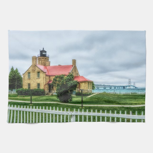 Paño De Cocina Luz y puente de Mackinac (Horizontal)
