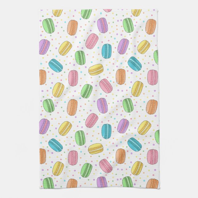 Paño De Cocina Macarons Franceses Rosa Amarillo Verde Azul (Vertical)